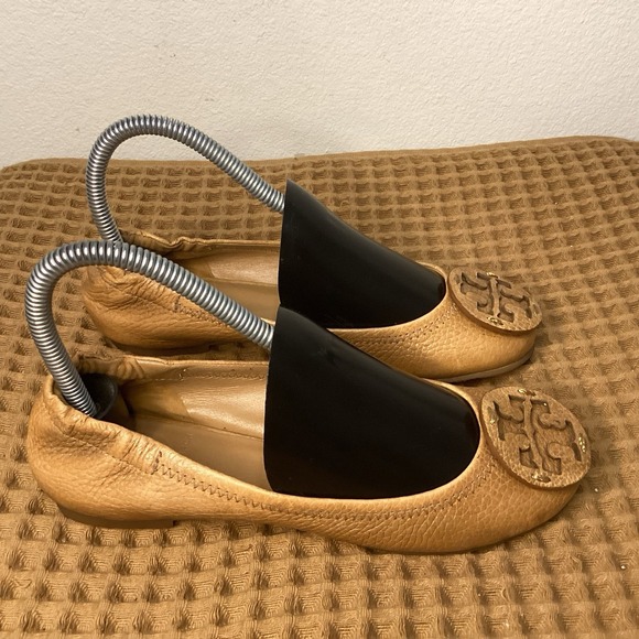 Tory Burch Ballet Flats Women's Sz 5M Camel Brown Pebbled Leather - Picture 2 of 9
